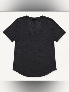 ATM Anthony Thomas Melillo Black Slub V-Neck Tee Medium